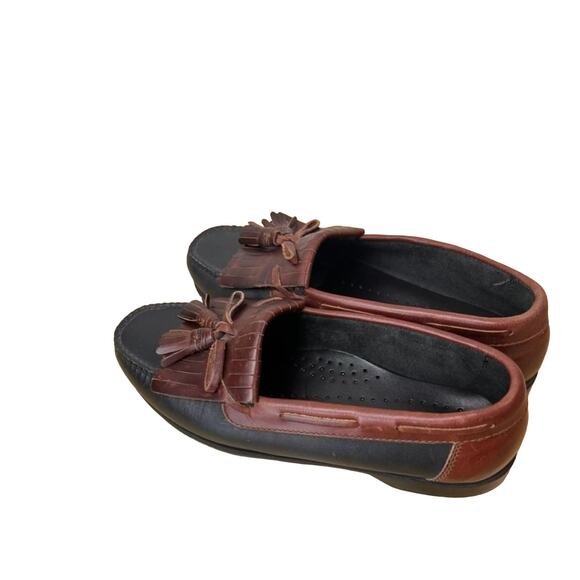 Johnston & Murphy Shoes Men 10 Leather Tassel Loafers Dress Shoe Two Tone - Picture 2 of 13